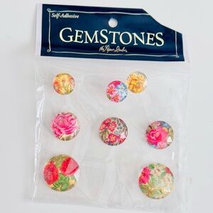 8 Self Adhesive Floral Gemstone Stickers Flat Back Cabochons DIY Arts & Crafts